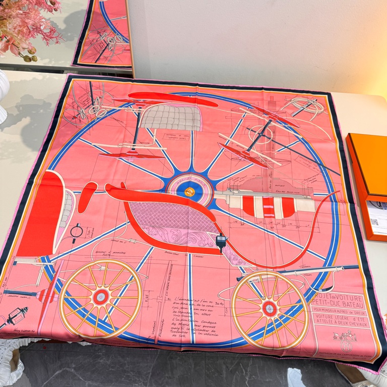Hermes Single-Sided Silk Scarf-017