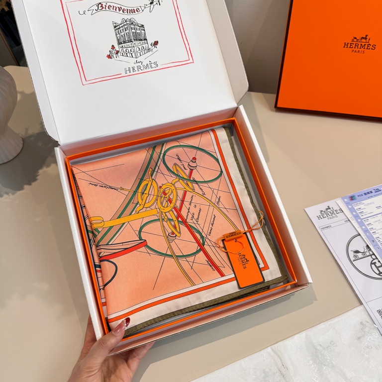 Hermes Single-Sided Silk Scarf-016