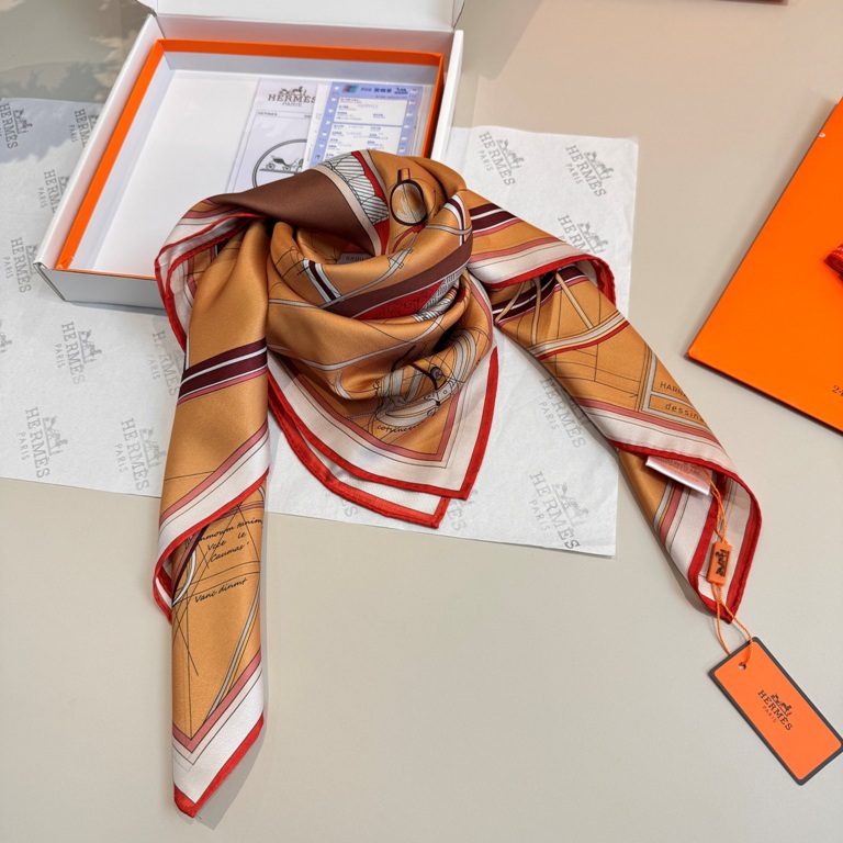 Hermes Single-Sided Silk Scarf-009