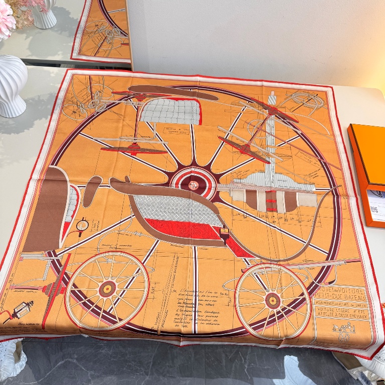 Hermes Single-Sided Silk Scarf-008