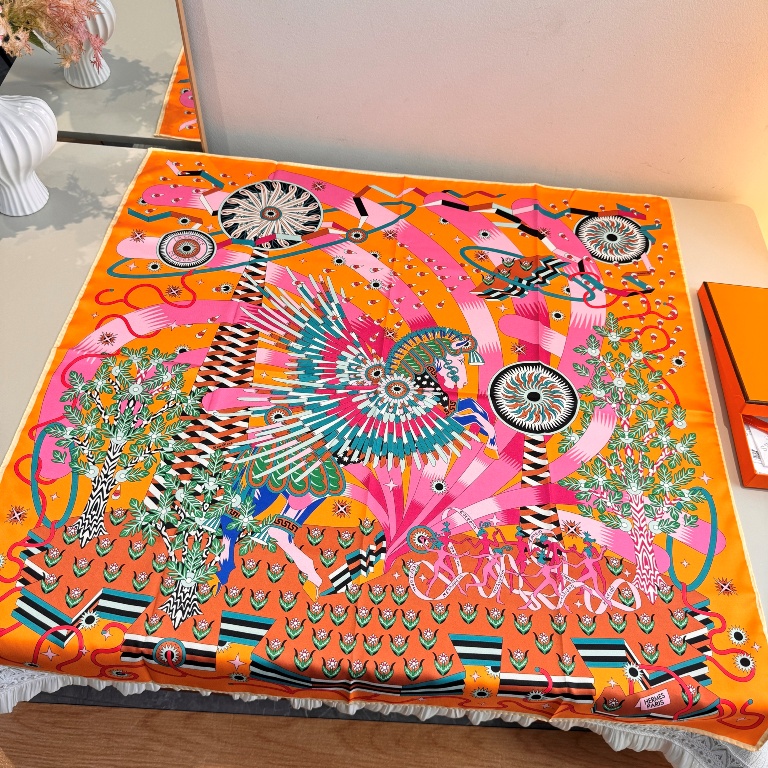 Hermes Single-Sided Silk Scarf-004
