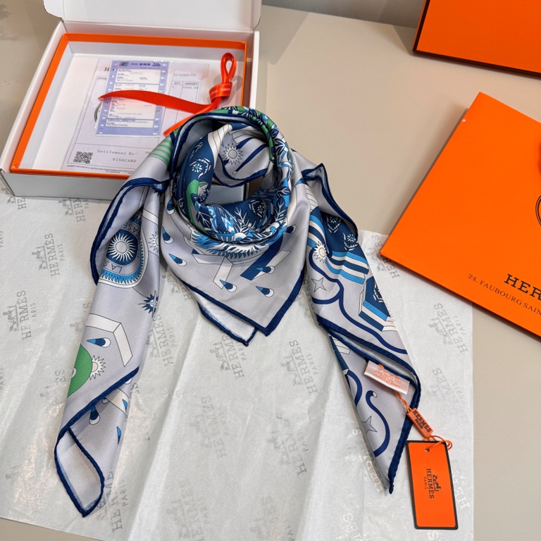 Hermes Single-Sided Silk Scarf-002