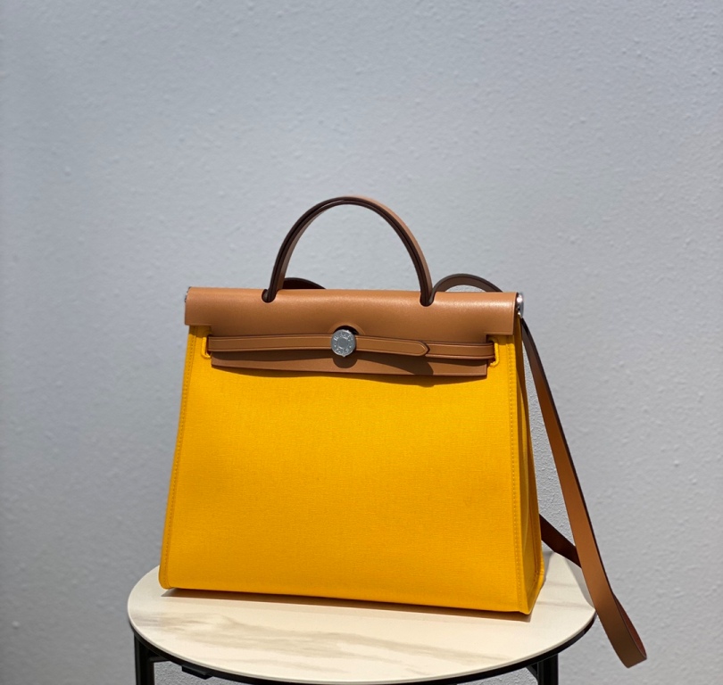 Herbag Zip 31 in Canvas and Vache Hunter Leather(9DJaune Ambre)-008