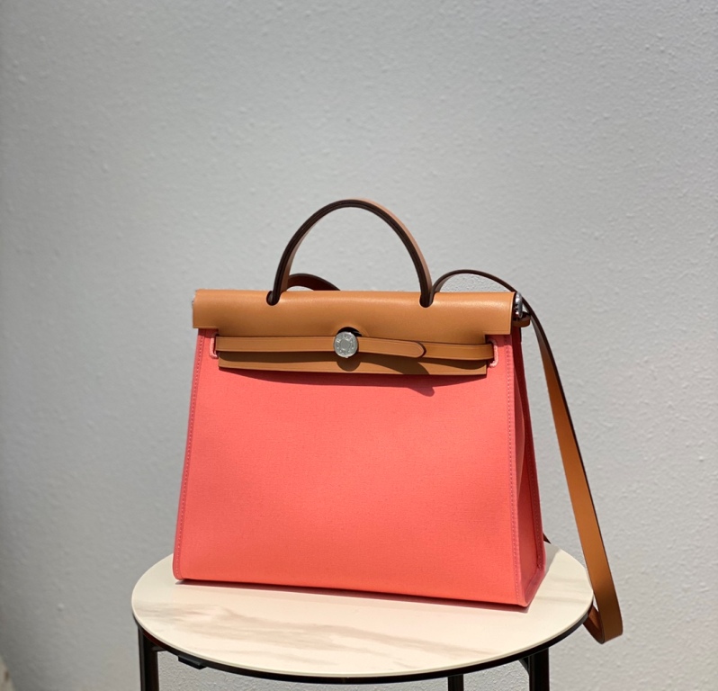 Herbag Zip 31 in Canvas and Vache Hunter Leather(U5 Rose Lipstick)-015