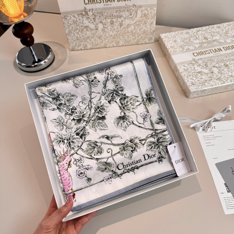 Dior Single-Sided Silk Scarf-009
