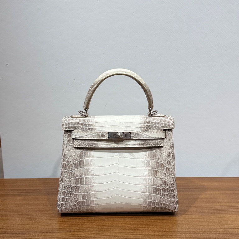 Kelly 25cm-Crocodile Leather Himalaya 01-006