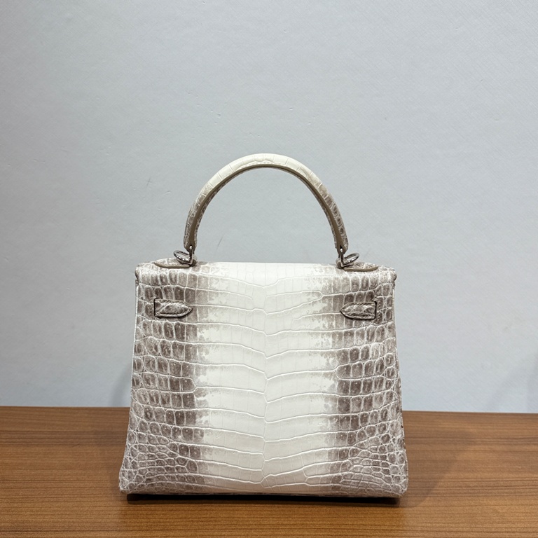 Kelly 25cm-Crocodile Leather Himalaya 01-004
