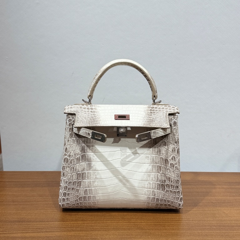 Kelly 25cm-Crocodile Leather Himalaya 01-001