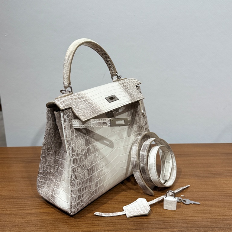 Kelly 25cm-Crocodile Leather Himalaya 01-002