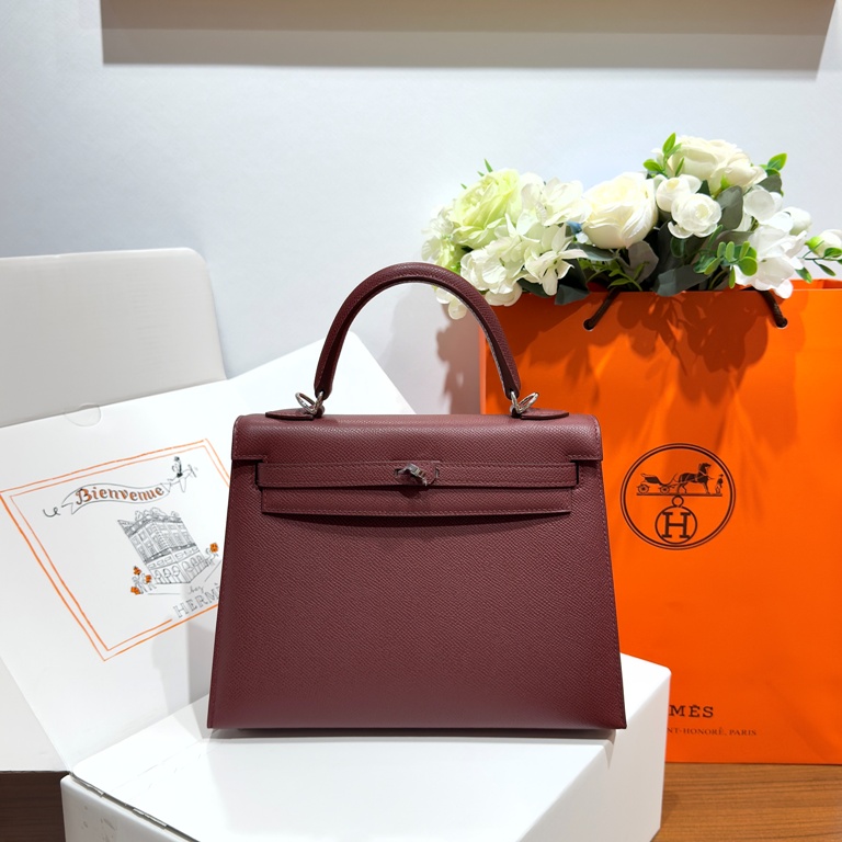 Kelly 25cm-Epsom Leather(57 Bordeaux)-009