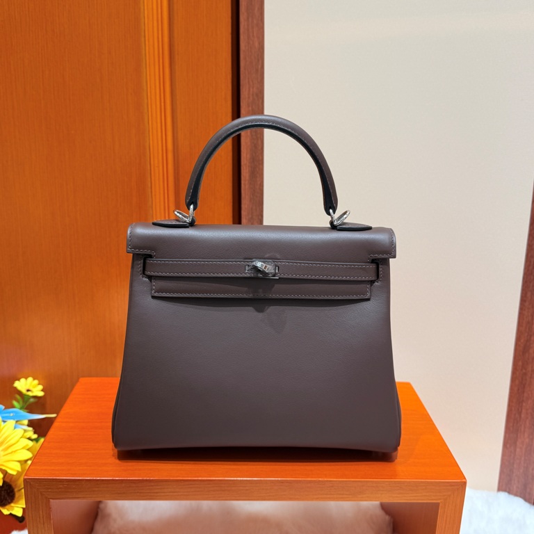 Kelly 25cm-Swift Leather(47 Chocolat)-005