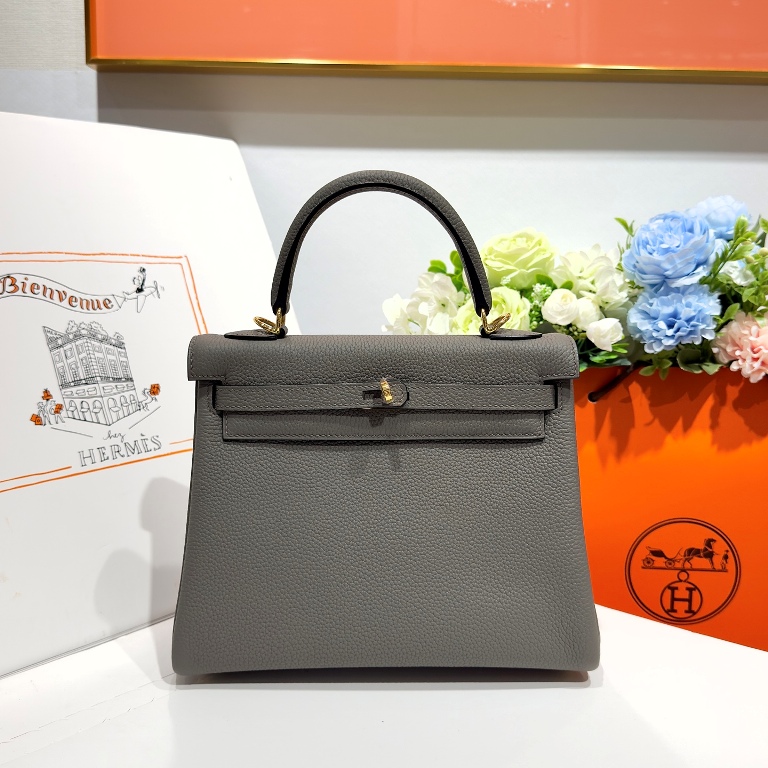 Kelly 25cm-Togo Leather(0L Gris Meyer)-012