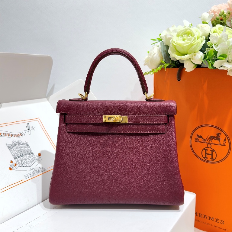 Kelly 25cm-Togo Leather(57 Bordeaux)-006