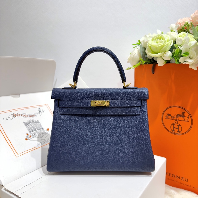 Kelly 25cm-Togo Leather(73 blue saphir)-005