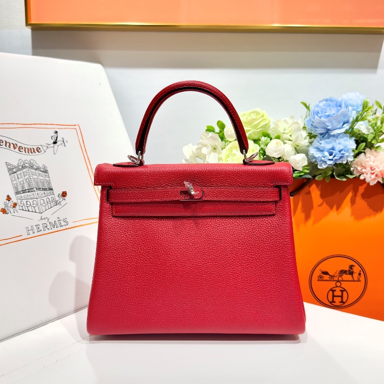 Kelly 25cm-Togo Leather(Q5 Rouge Casaque)-002