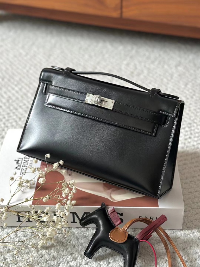 Kelly I Mini 22cm-Pochette Box(89 Noir)-001