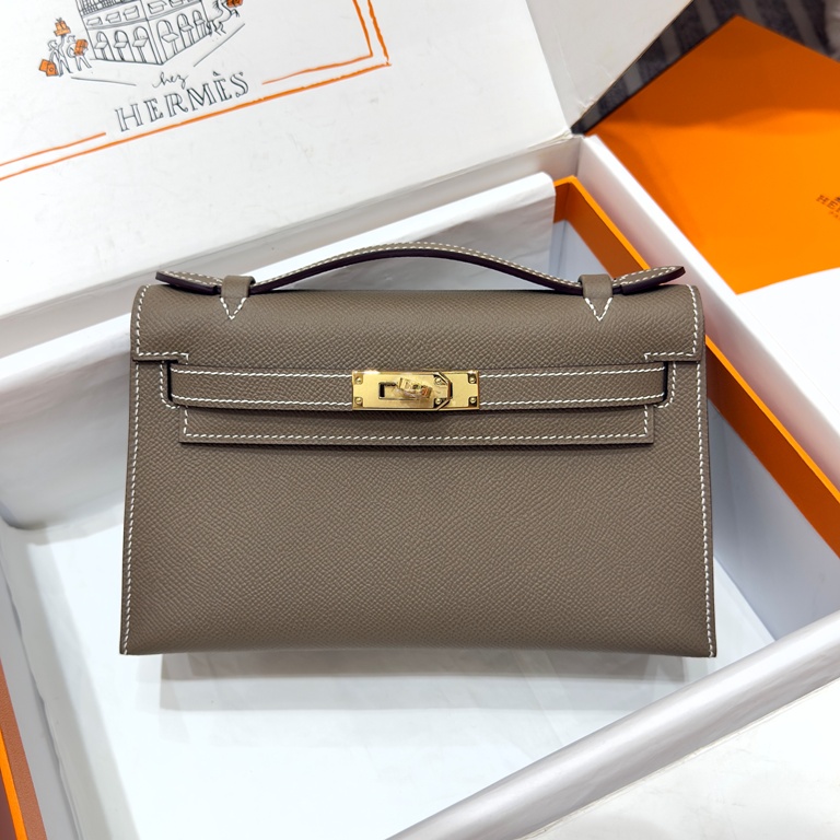 Kelly I Mini 22cm-Pochette Epsom(18 Etoupe)-004