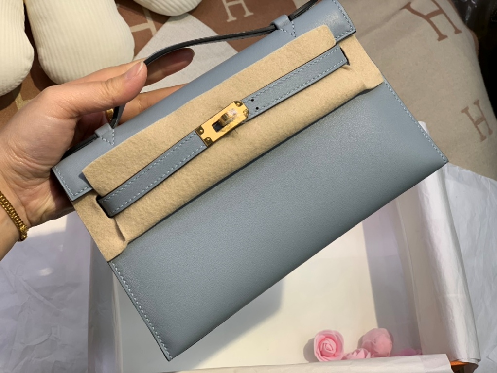 Kelly I Mini 22cm-Swift Leather(line blue)-002