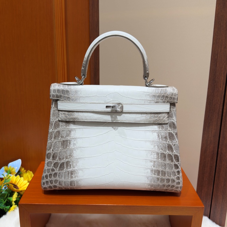 Kelly 28cm-Crocodile Leather Himalaya 01-007