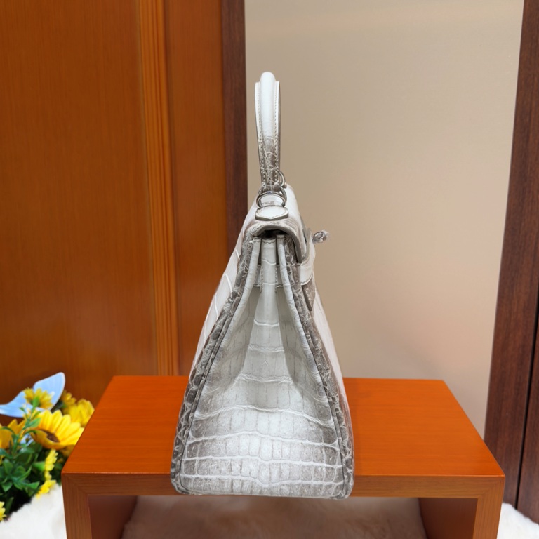 Kelly 28cm-Crocodile Leather Himalaya 01-006