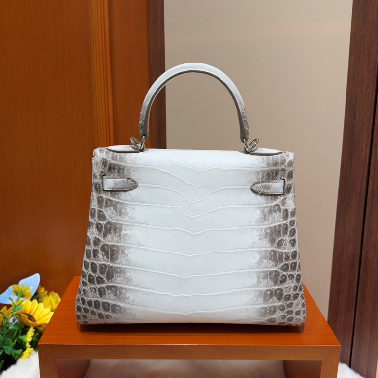 Kelly 28cm-Crocodile Leather Himalaya 01-005