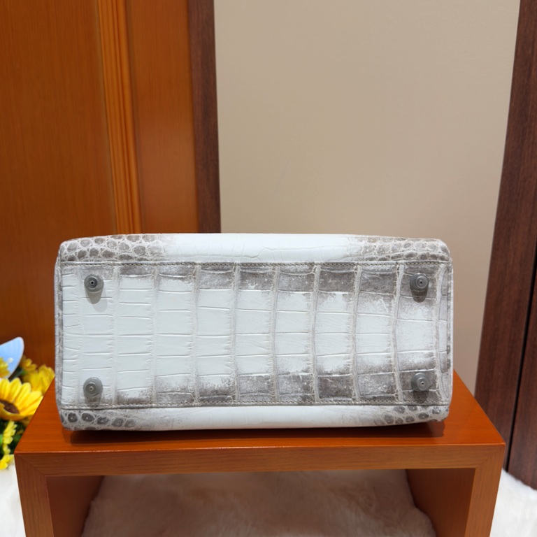 Kelly 28cm-Crocodile Leather Himalaya 01-004
