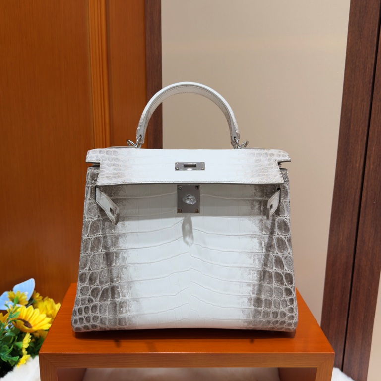 Kelly 28cm-Crocodile Leather Himalaya 01-003
