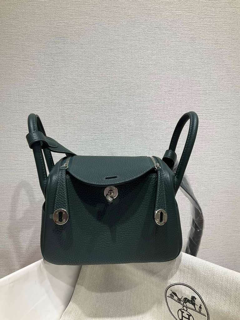 Lindy Mini 19cm-Clemence Leather(6O Vert Cypres)-009