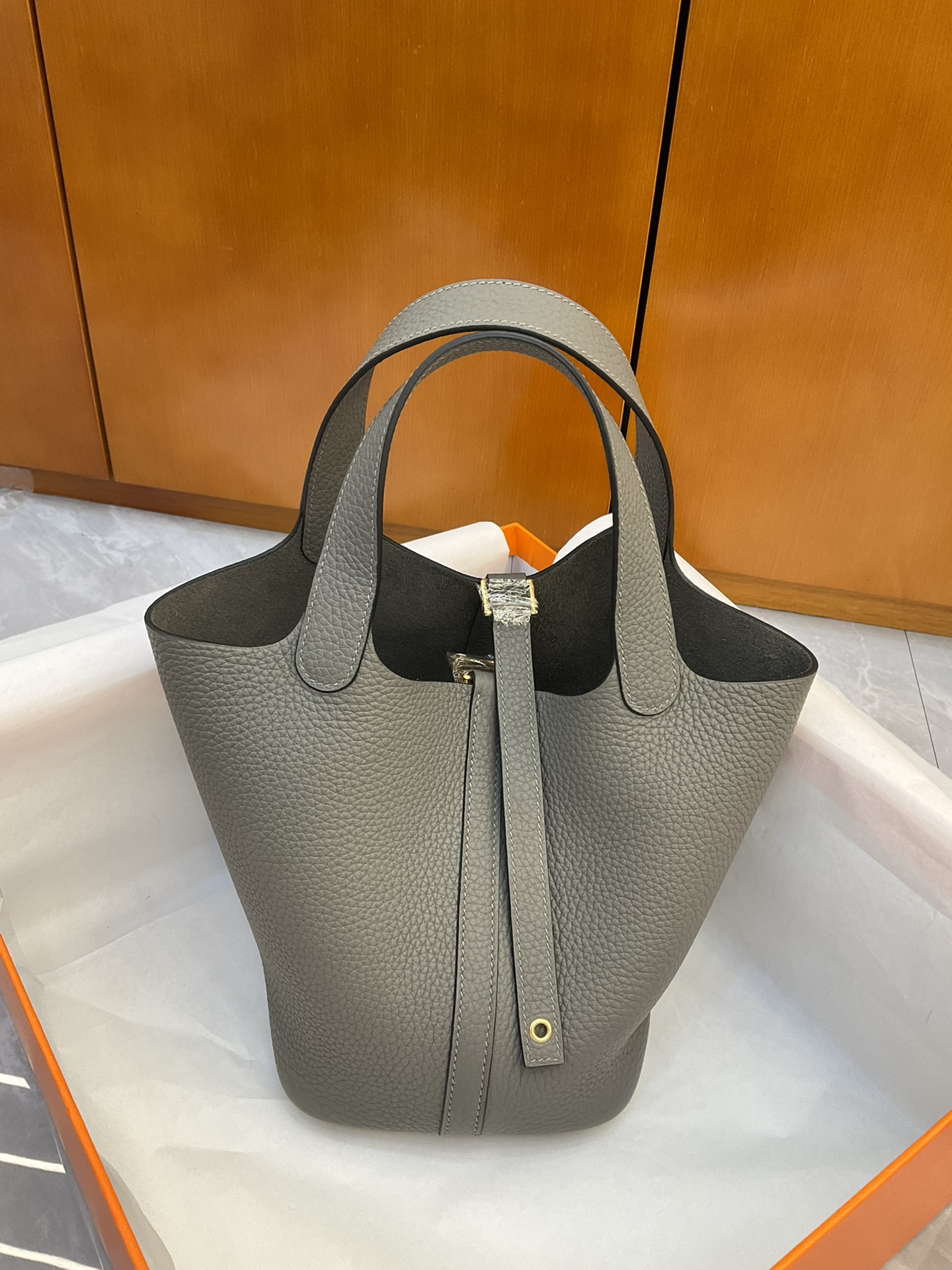 Picotin Lock 18cm-TC Leather(0L Gris Meyer)-006