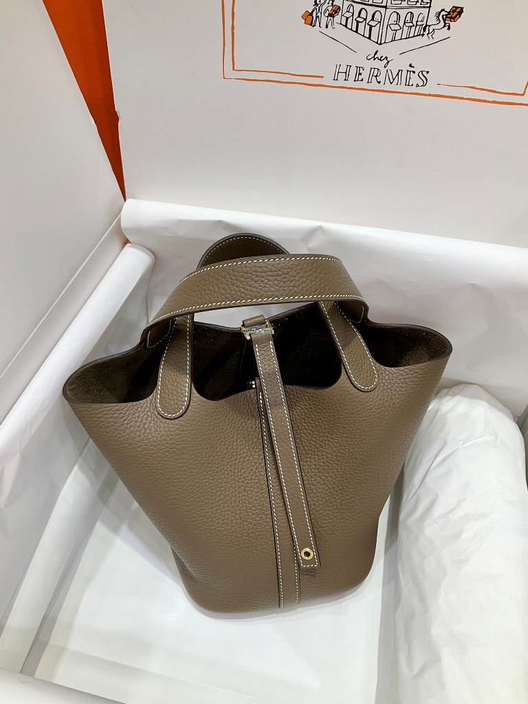 Picotin Lock 18cm-TC Leather(18 Etoupe)-010