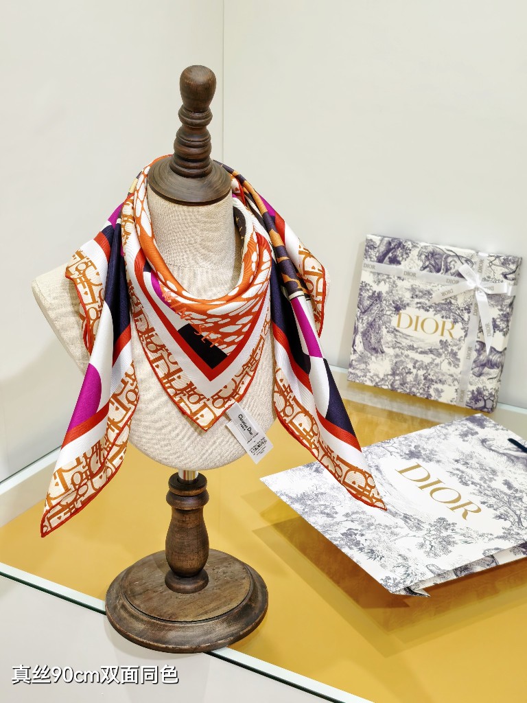 Dior Double-Sided Silk Scarf-096