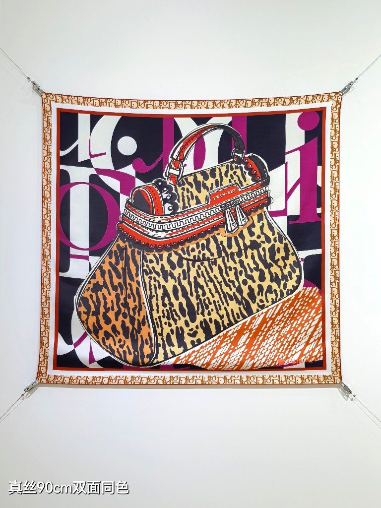 Dior Double-Sided Silk Scarf-095