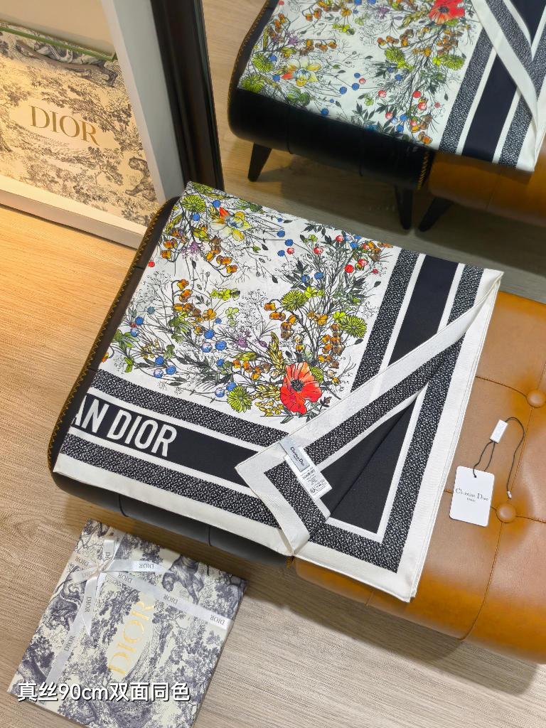Dior Double-Sided Silk Scarf-093