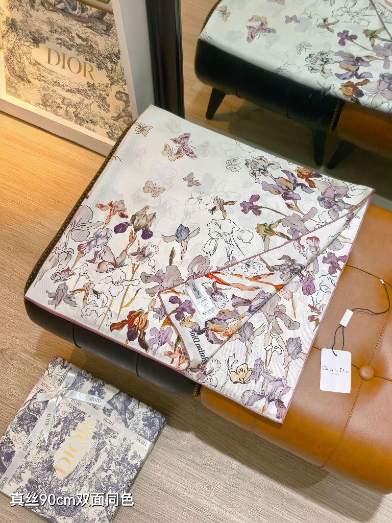 Dior Double-Sided Silk Scarf-086