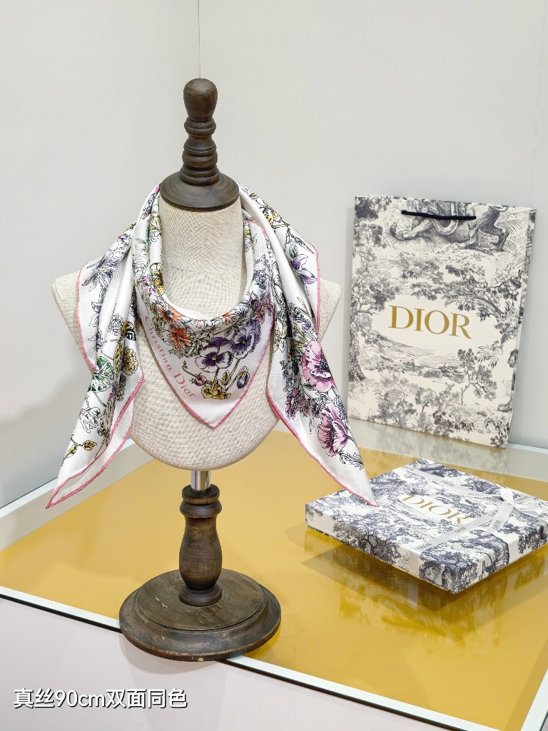 Dior Double-Sided Silk Scarf-083