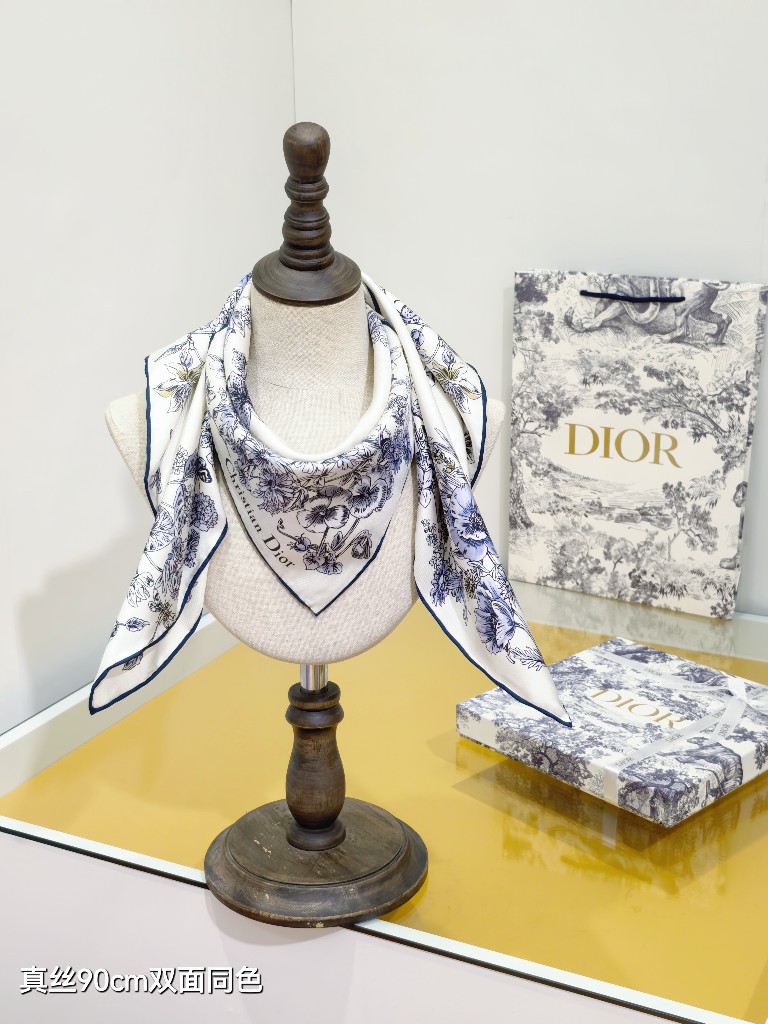Dior Double-Sided Silk Scarf-080