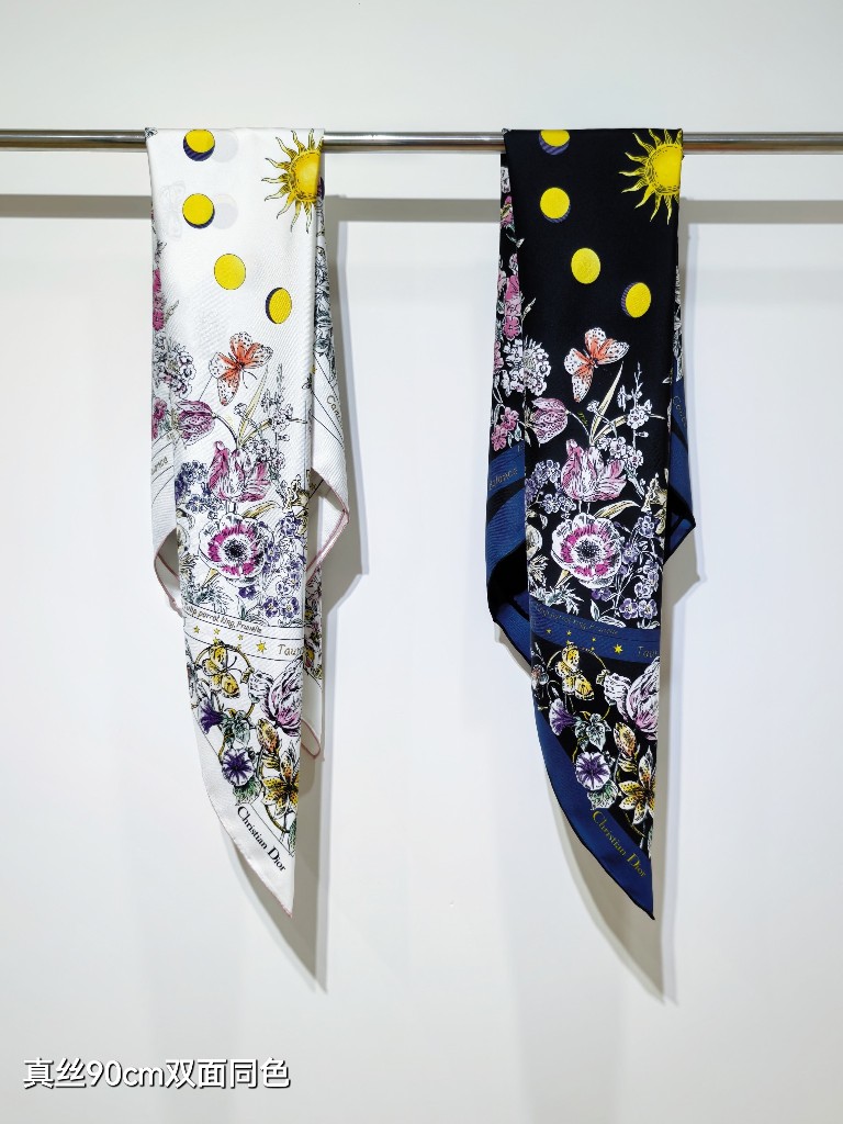 Dior Double-Sided Silk Scarf-077