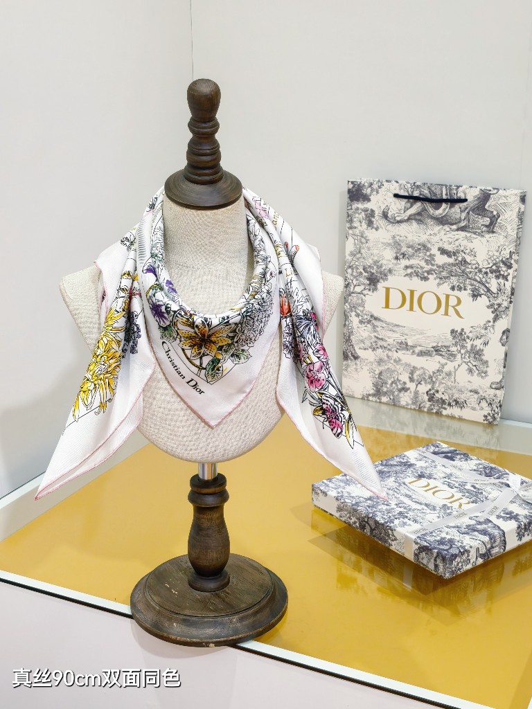 Dior Double-Sided Silk Scarf-076