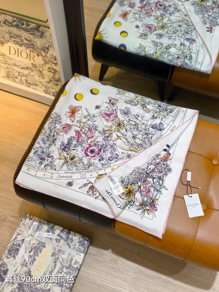 Dior Double-Sided Silk Scarf-075