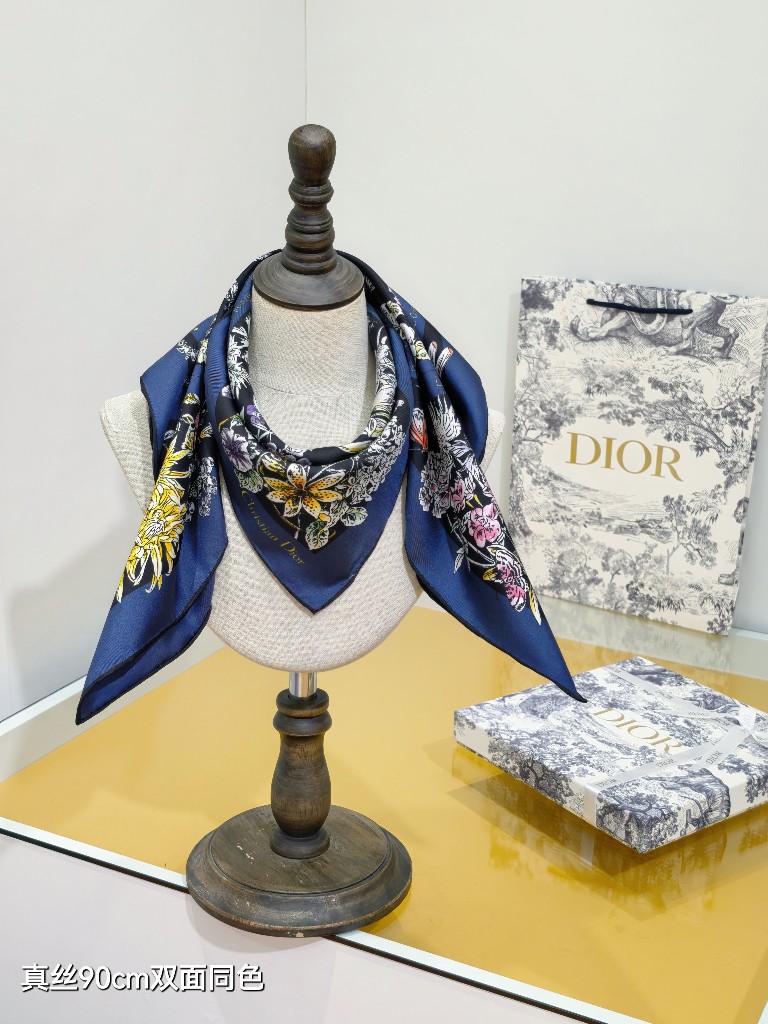 Dior Double-Sided Silk Scarf-073