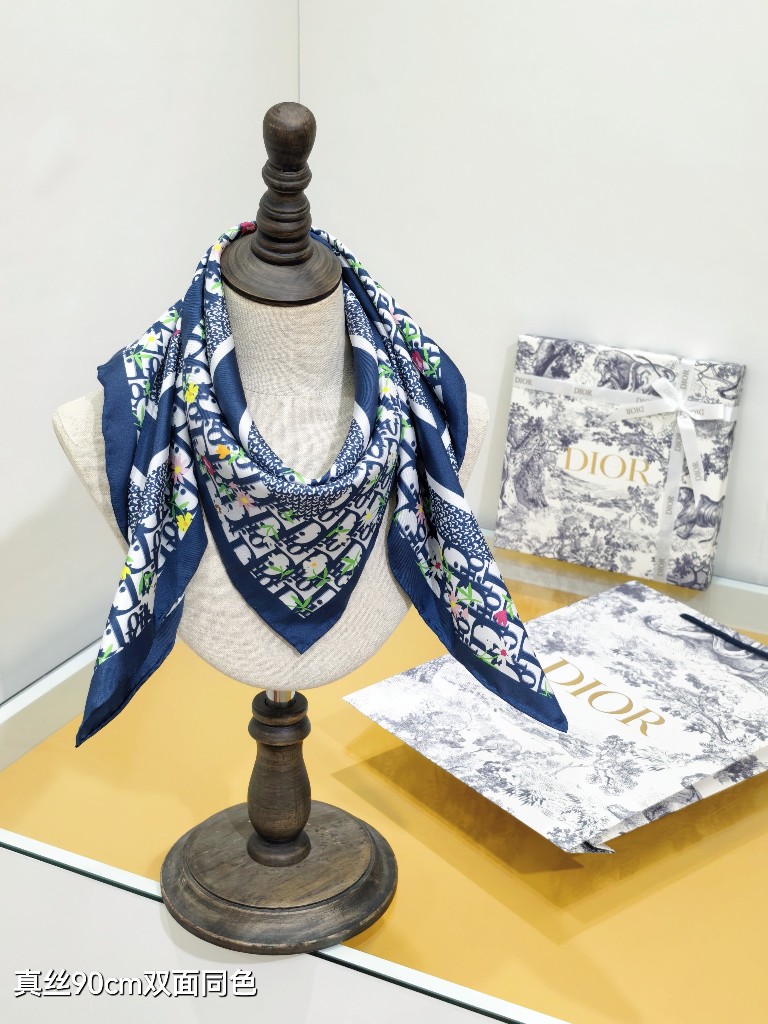 Dior Double-Sided Silk Scarf-070