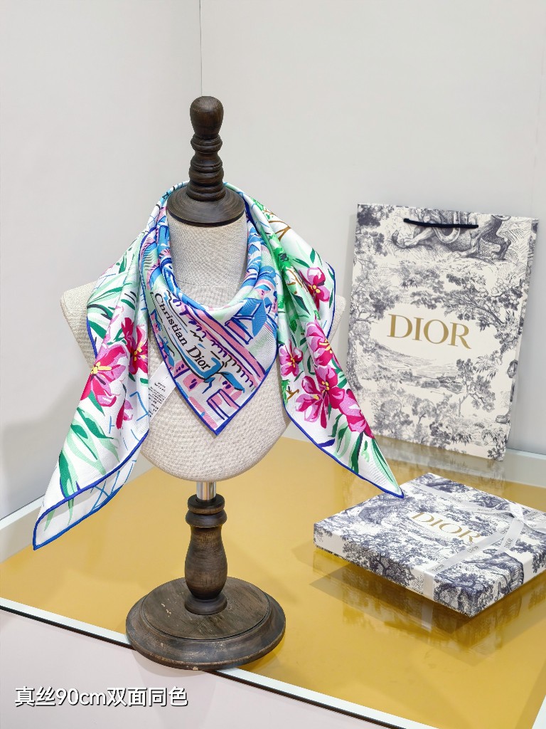 Dior Double-Sided Silk Scarf-053