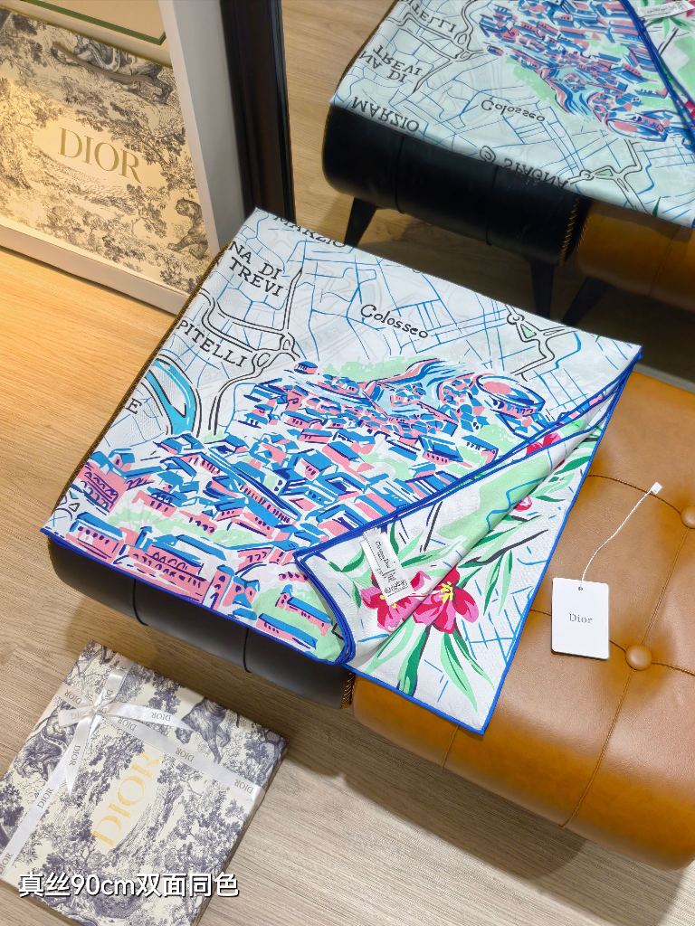 Dior Double-Sided Silk Scarf-052