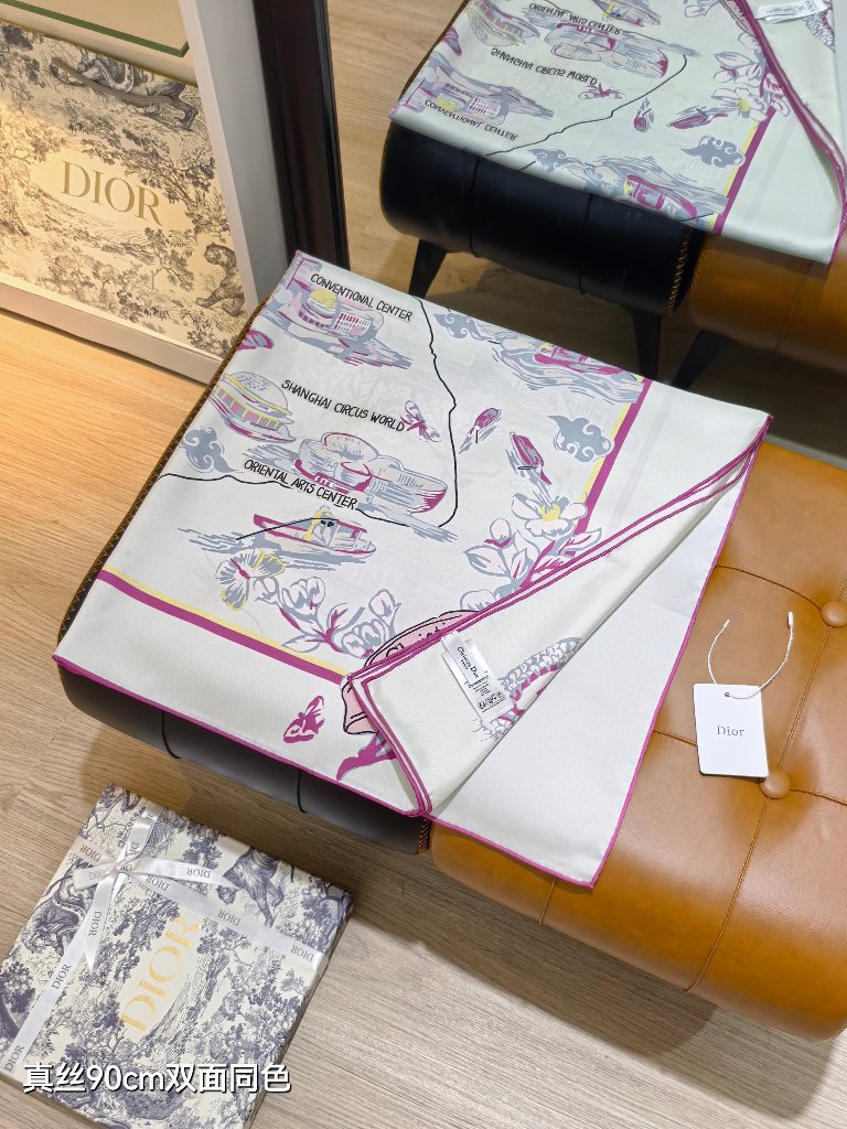 Dior Double-Sided Silk Scarf-049
