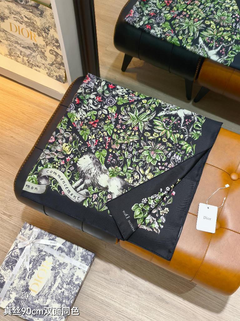 Dior Double-Sided Silk Scarf-046