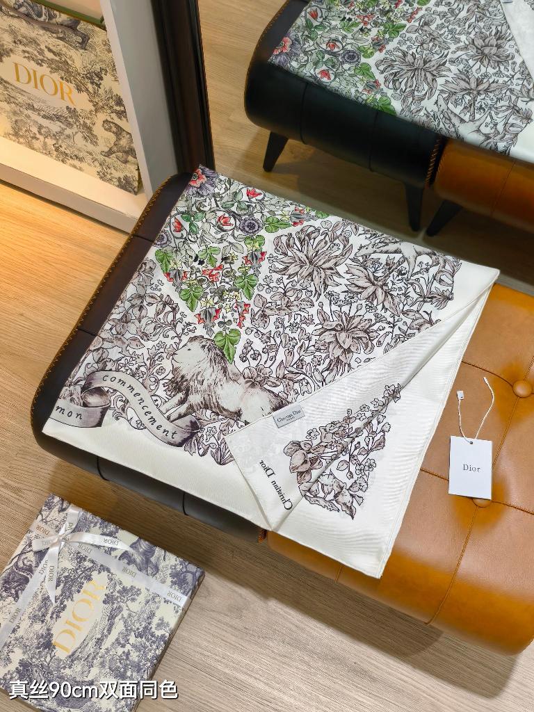 Dior Double-Sided Silk Scarf-043