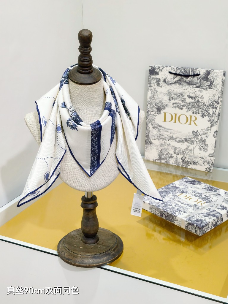 Dior Double-Sided Silk Scarf-041
