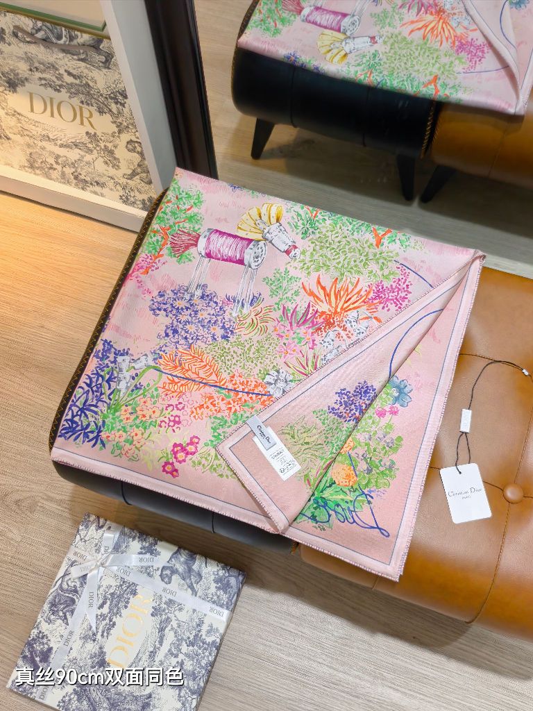 Dior Double-Sided Silk Scarf-018