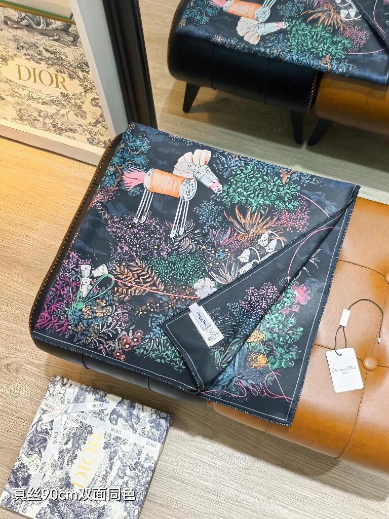 Dior Double-Sided Silk Scarf-015