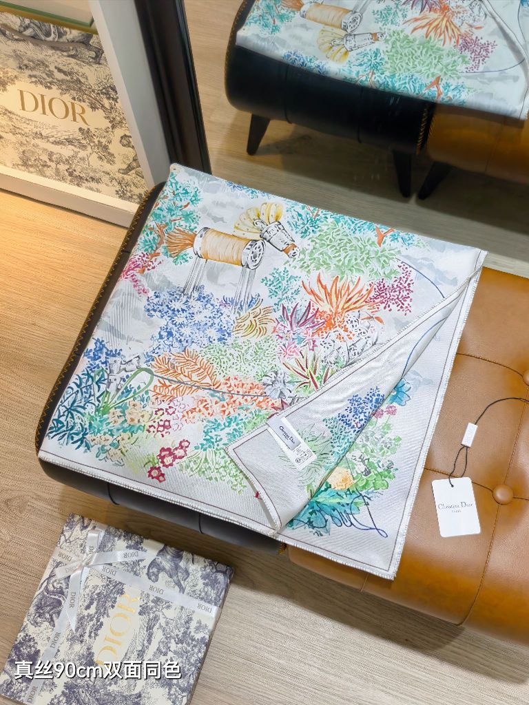 Dior Double-Sided Silk Scarf-012